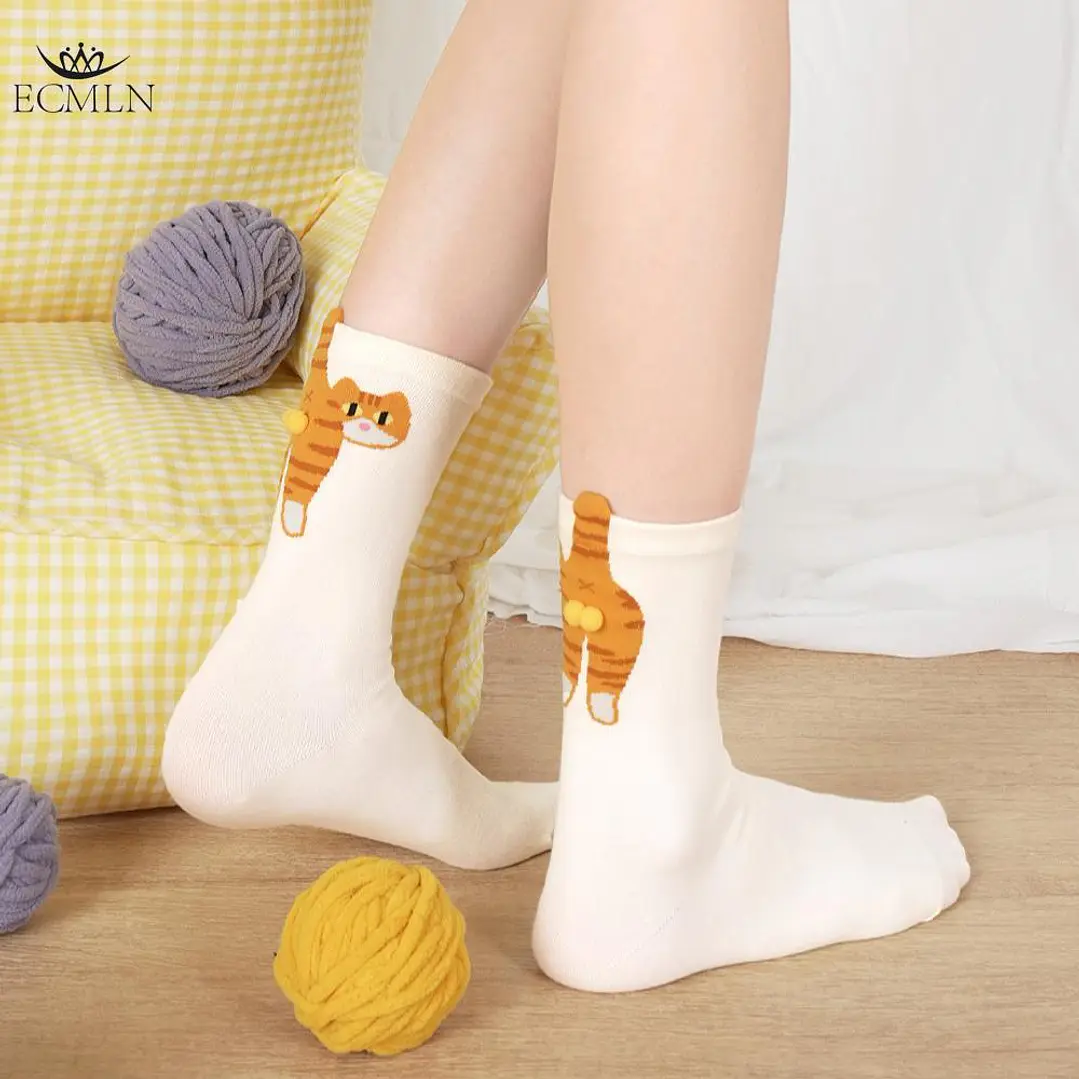 Calcetines Gato Naranja Bolitas 6