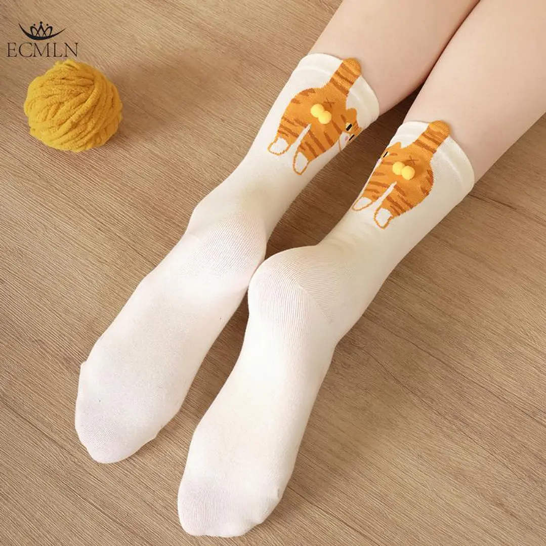 Calcetines Gato Naranja Bolitas 9