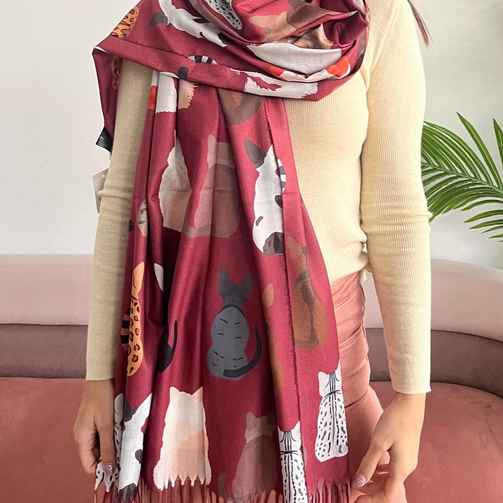 Maxi Bufanda Cashmere diseño Gatos 2