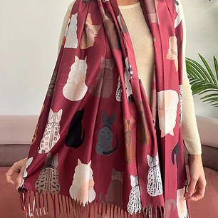 Maxi Bufanda Cashmere diseño Gatos