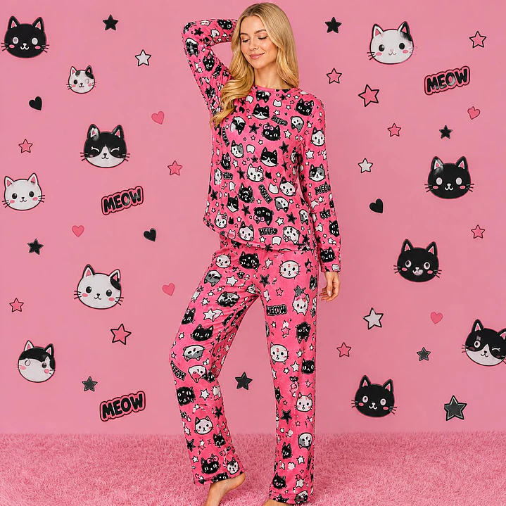 Pijama de Plush diseño Gatos  2