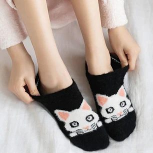 Calcetines Puntillas de Invierno Gato Blanco