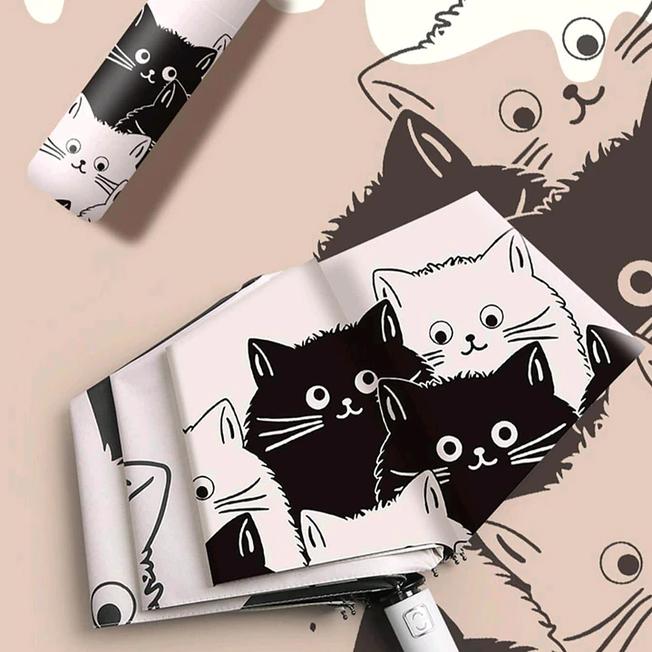 Paraguas de Cartera Gatos Blancos Y negros 4