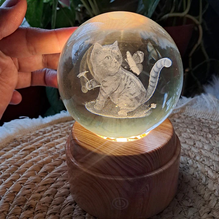 Lámpara Led Esfera de Cristal Giratoria  2