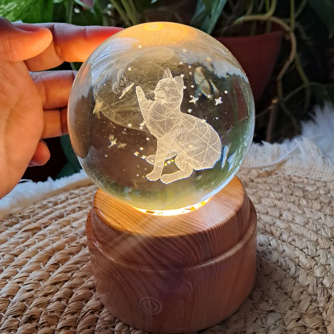 Lámpara Led Esfera de Cristal Giratoria  3
