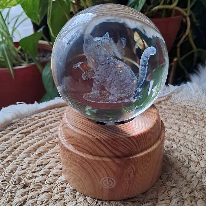 Lámpara Led Esfera de Cristal Giratoria  4