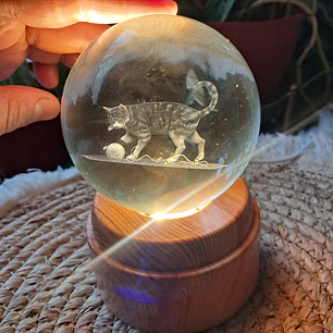 Lámpara Led Esfera de Cristal Giratoria 
