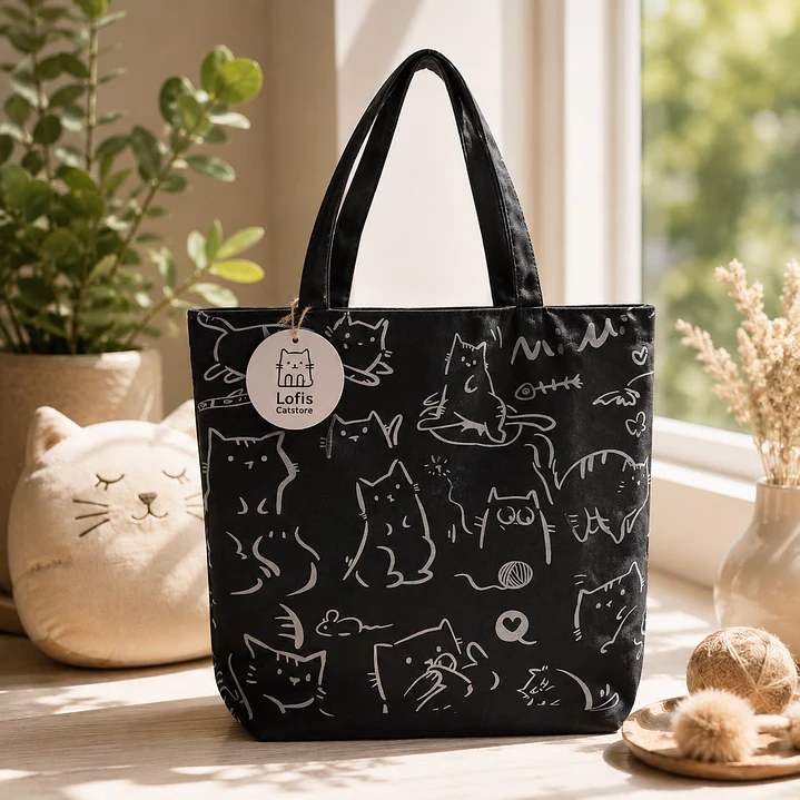 Bolso Negro Gatos 1