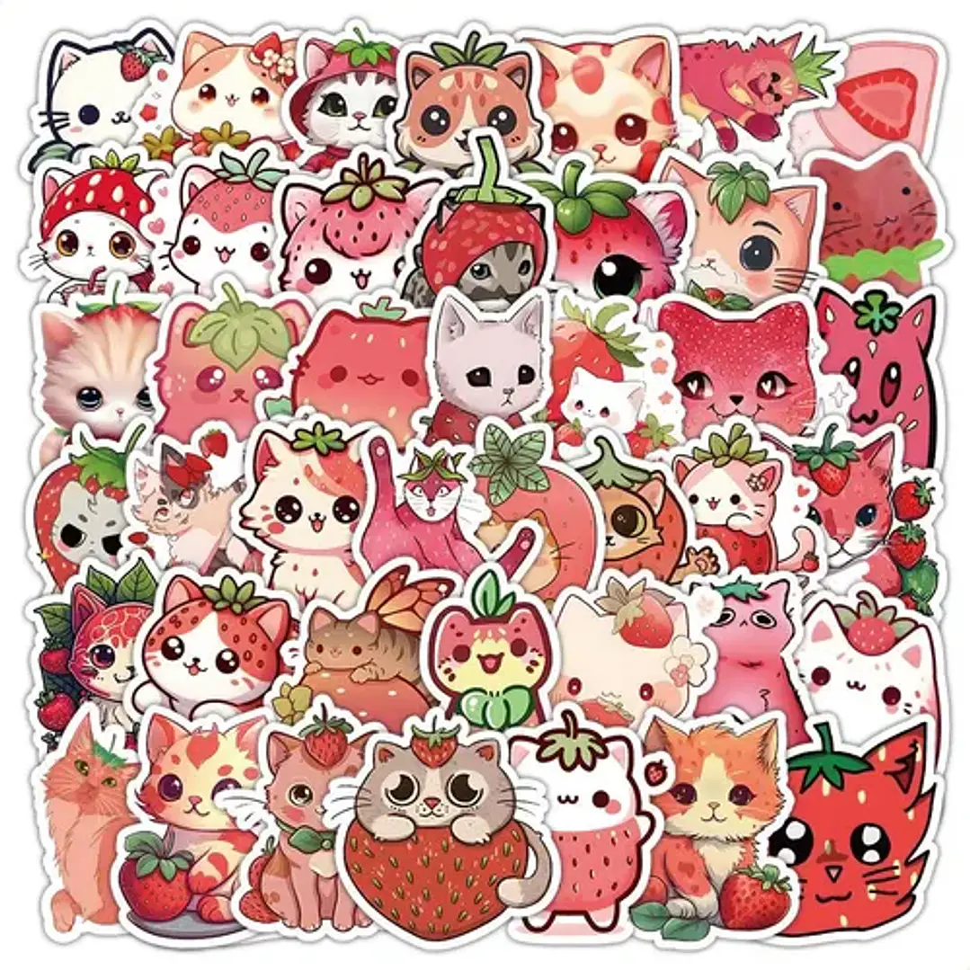 Stickers Gatos Frutillas 1