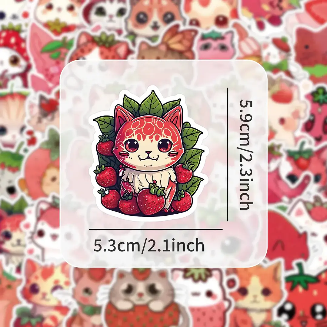 Stickers Gatos Frutillas 2