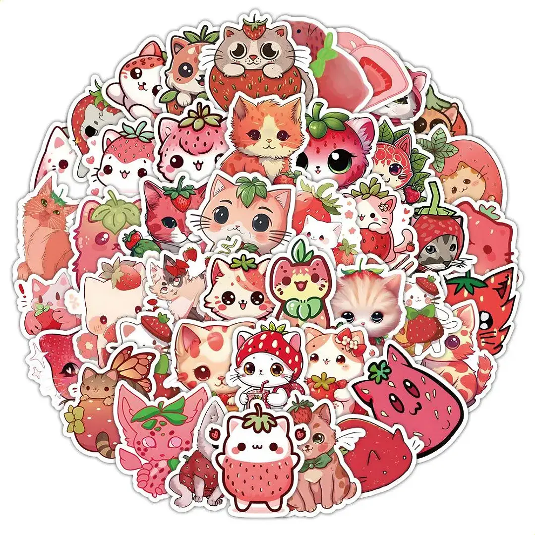Stickers Gatos Frutillas 4