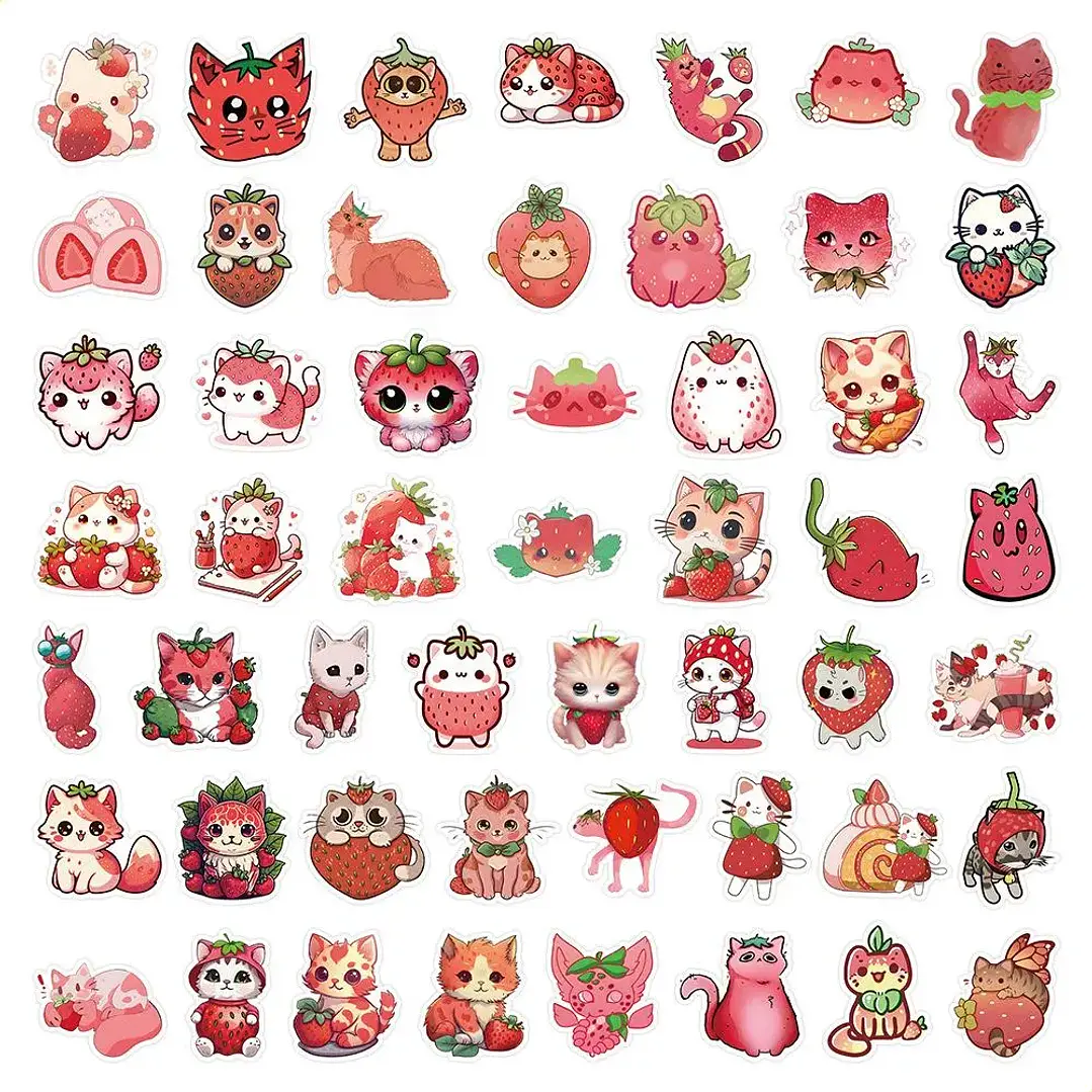 Stickers Gatos Frutillas 5