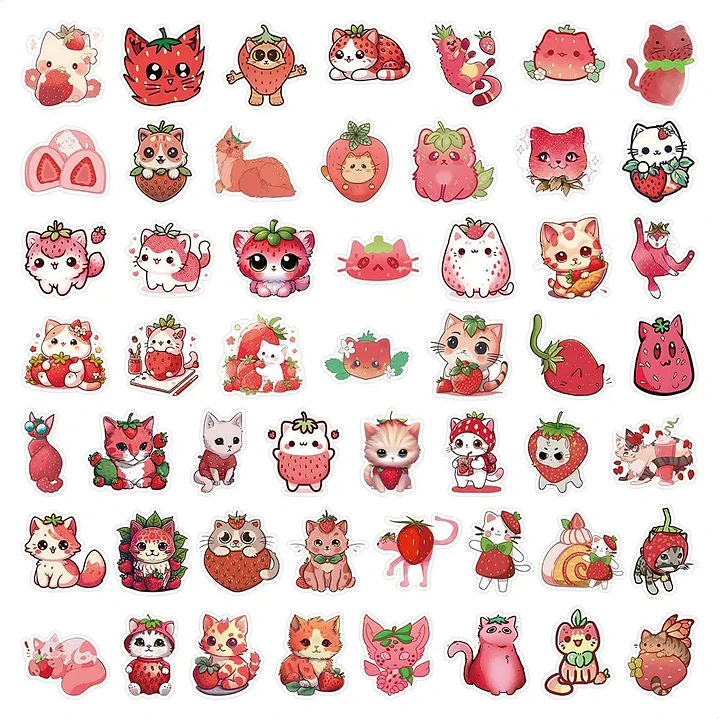 Stickers Gatos Frutillas 5