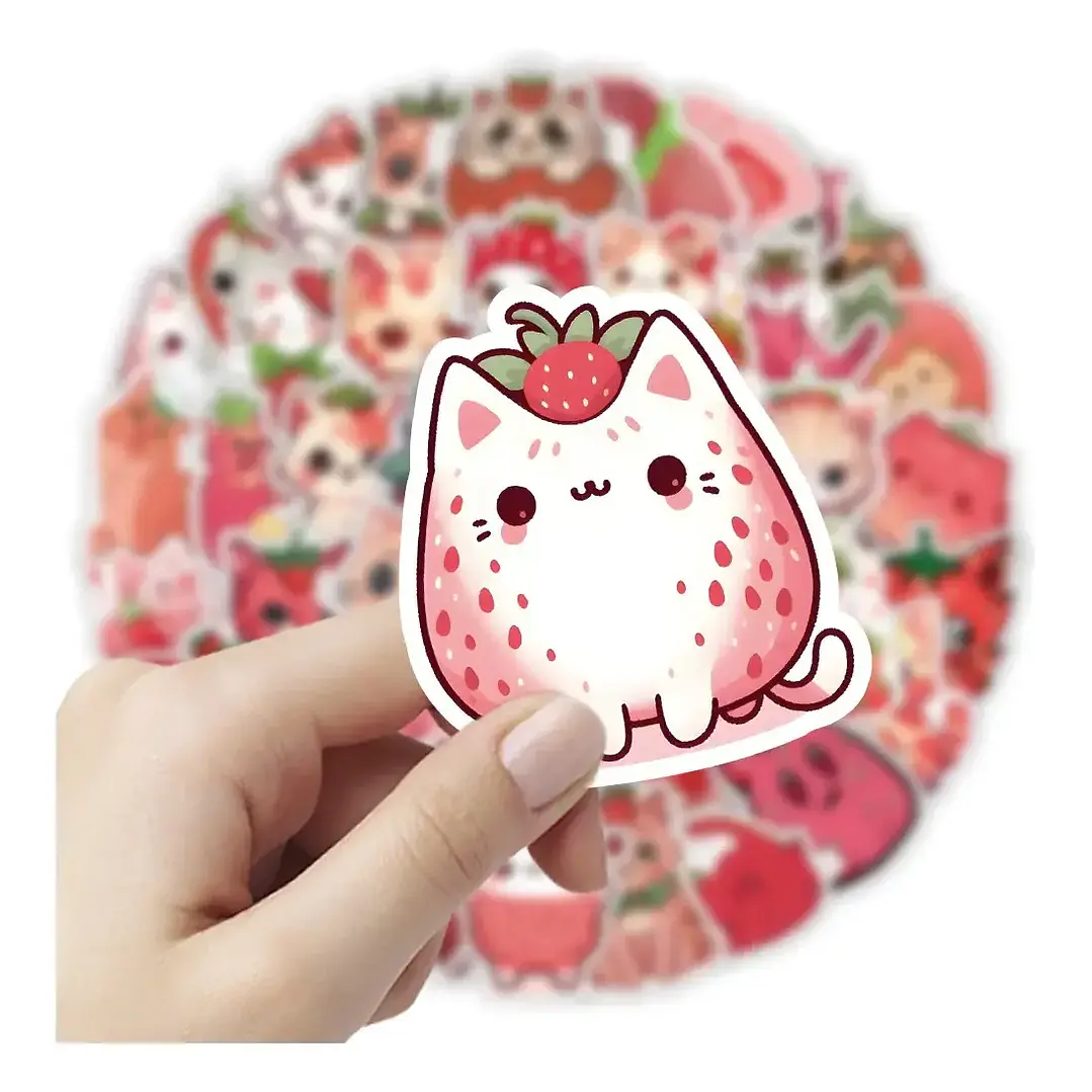 Stickers Gatos Frutillas 6