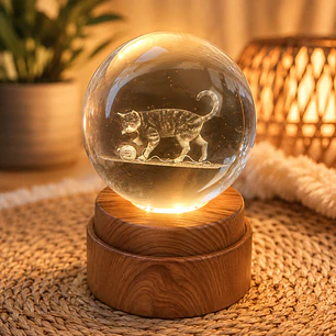 Lámpara Led Esfera de Cristal Giratoria 
