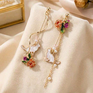 Aros Fantasía Gatos Blancos 
