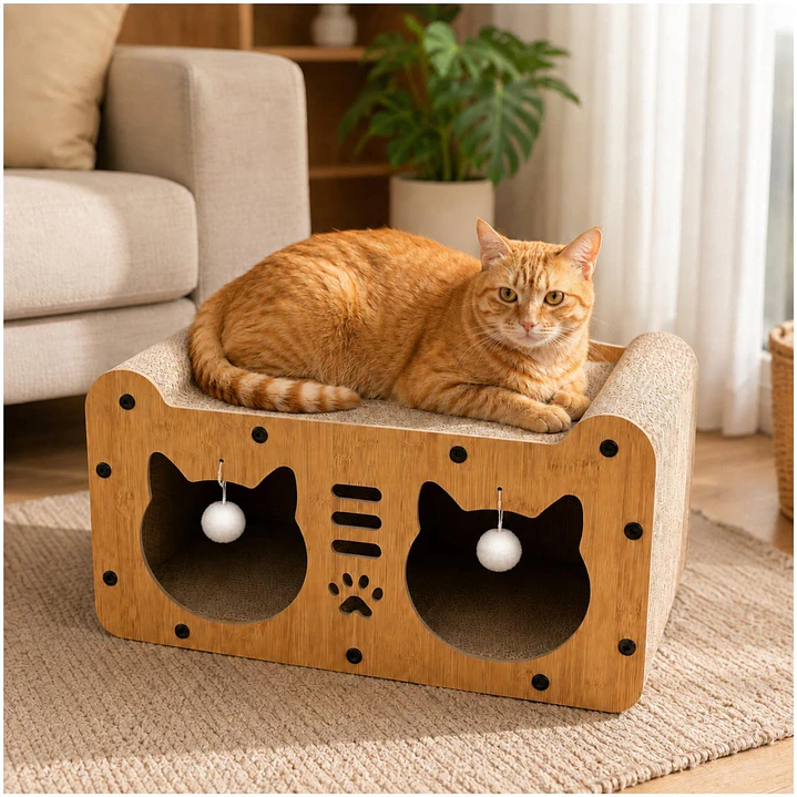 Casa con Rascador para Gatos 1