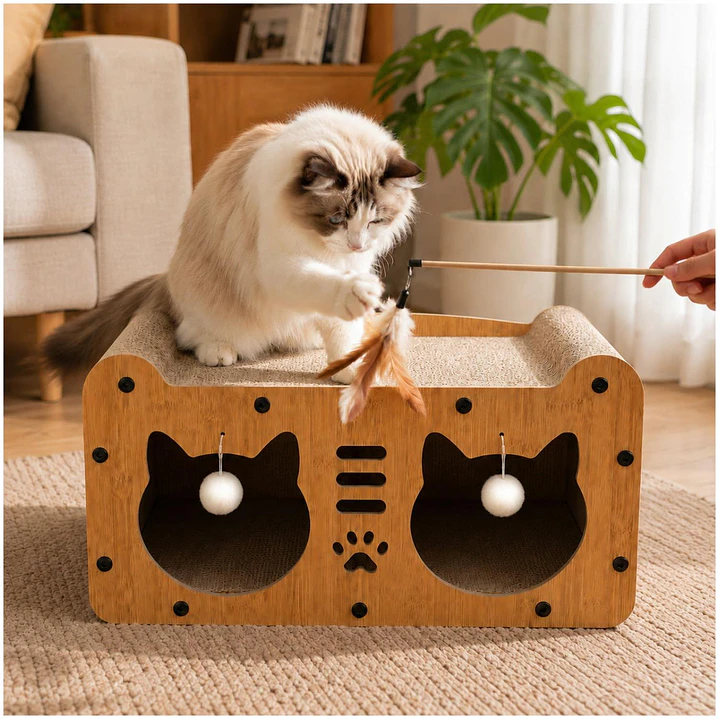 Casa con Rascador para Gatos 2