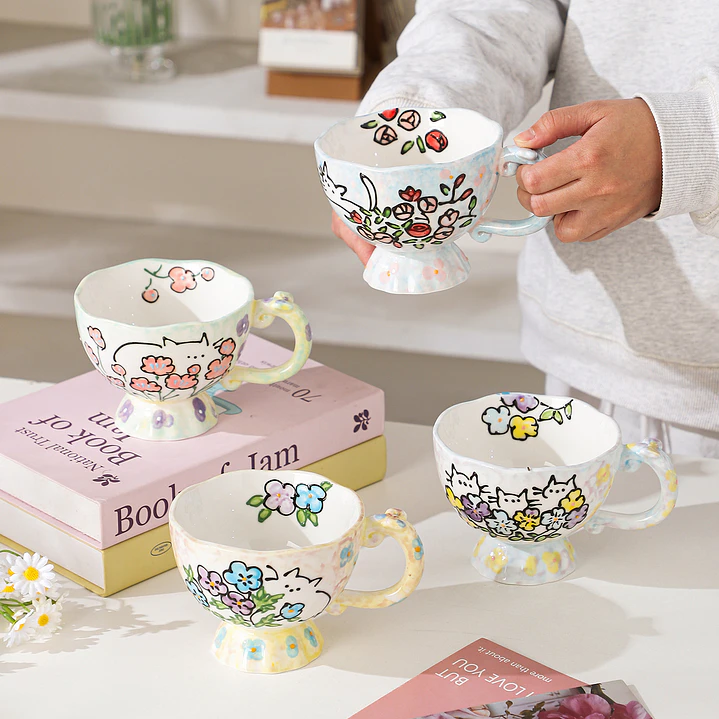 Taza Gatos y Flores  1