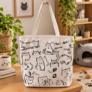Bolso Beige Gatos