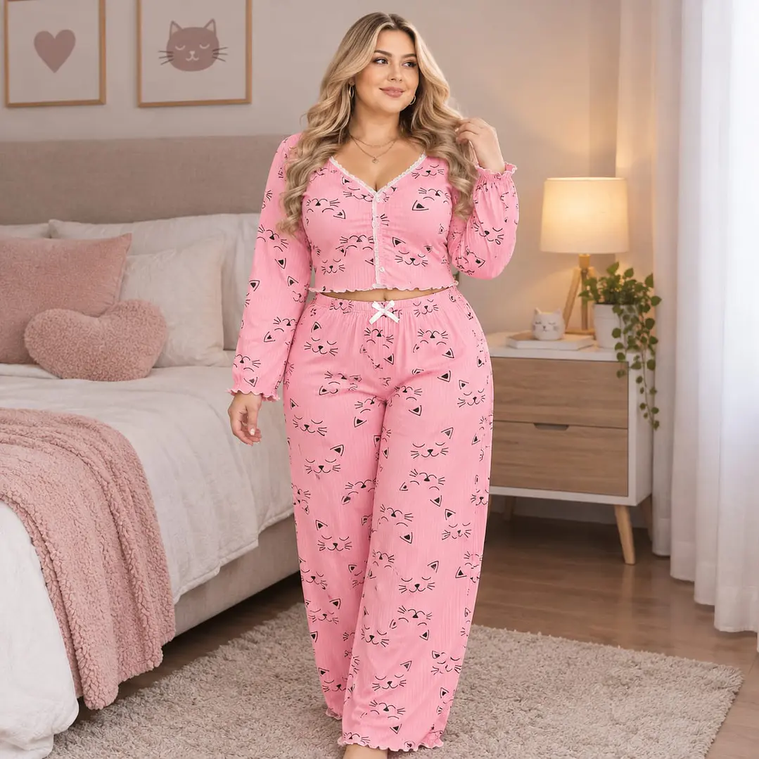 Pijama Privavera Gatos  2