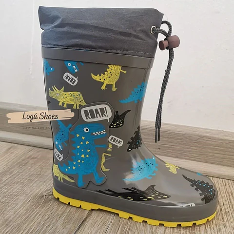 Bota Agua Niño Dino Gris