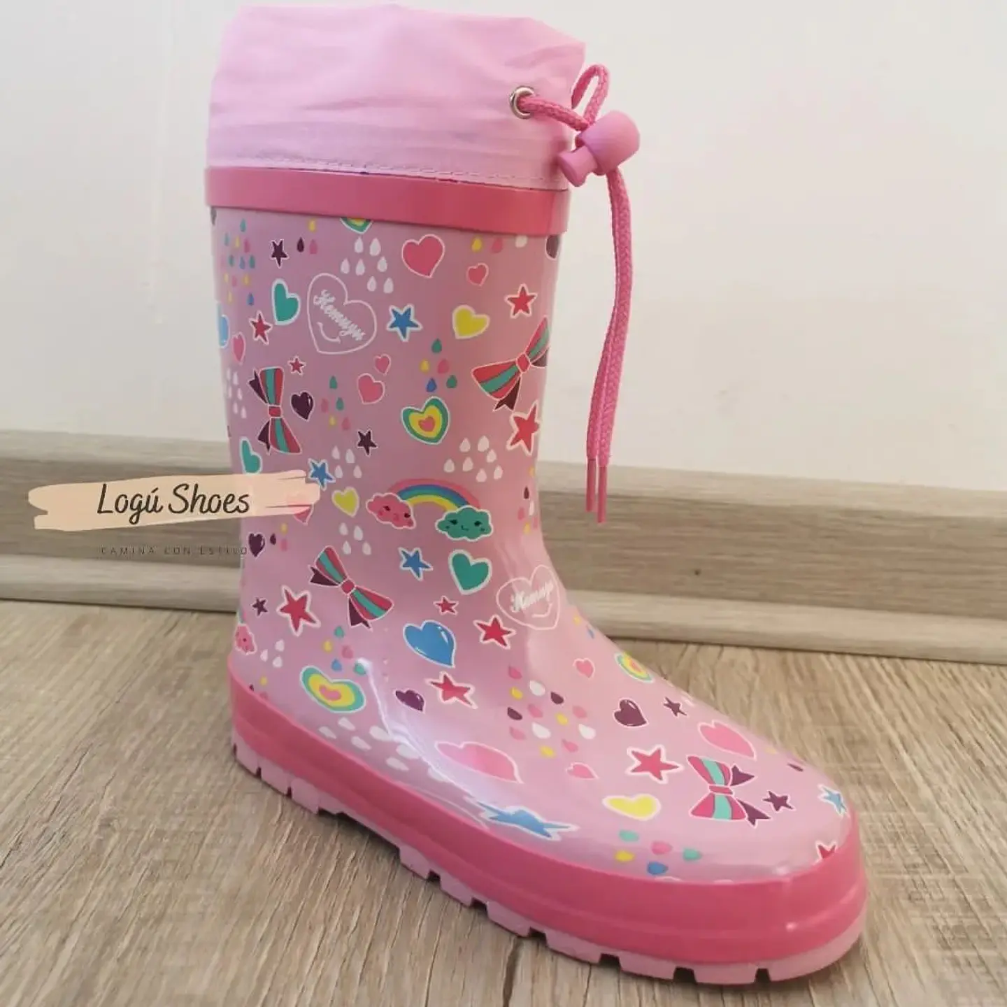 Bota Agua Niña Corazón Rosada  5