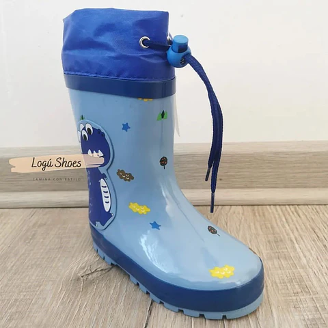 Bota Agua Niño Dino Azul
