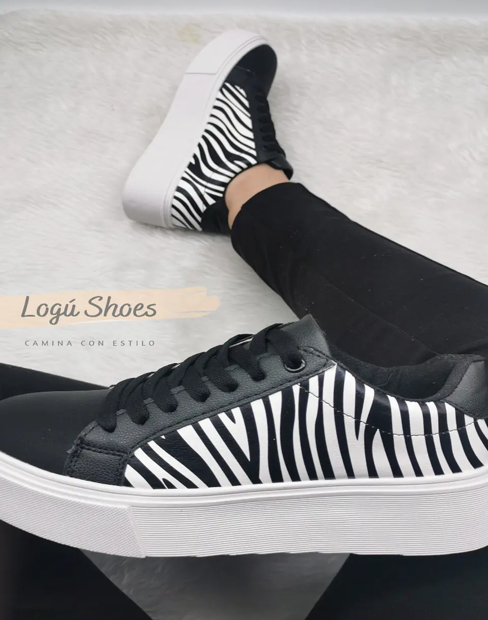 Zapatilla Mujer Lore Cebra Negra 1