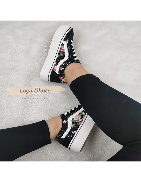 Zapatilla Mujer Iris flor Black
