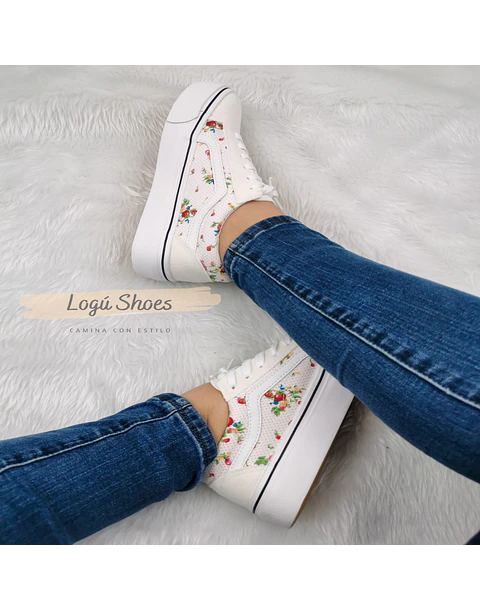 Zapatilla Mujer Iris flor white 
