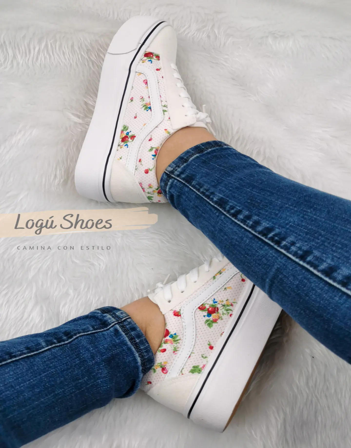 Zapatilla Mujer Iris flor white  2
