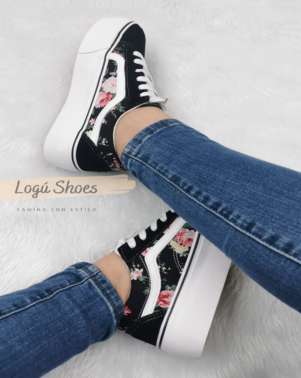 Zapatilla Mujer Isa flor Black 2