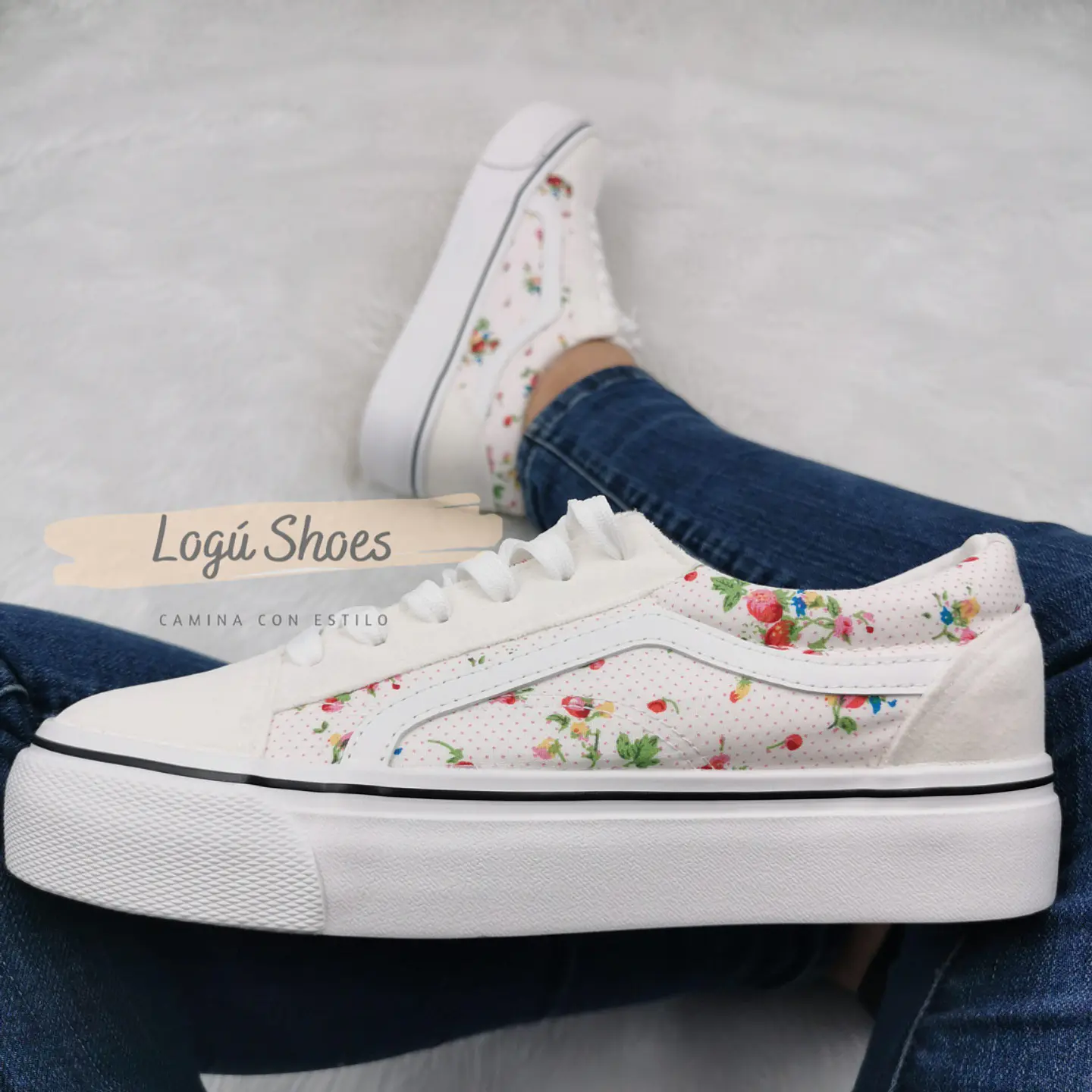 Zapatilla Mujer Iris flor white  1