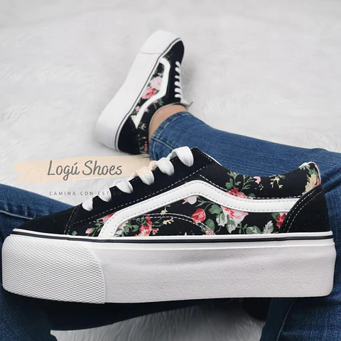 Zapatilla Mujer Isa flor Black