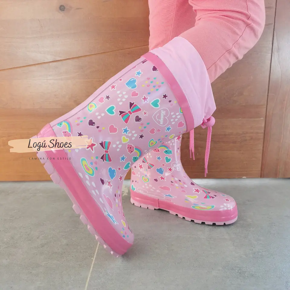 Bota Agua Niña Corazón Rosada  1