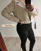 Chaqueta de mujer Aviadora Eco Cuero Beige - Miniatura 3