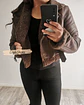 Chaqueta de mujer Aviadora Eco cuero Café - Miniatura 1