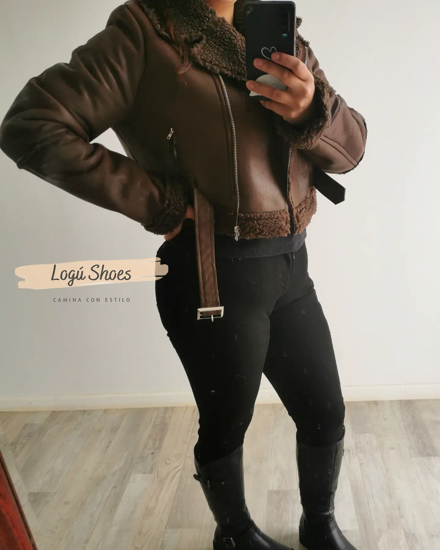 Chaqueta de mujer Aviadora Eco cuero Café 2