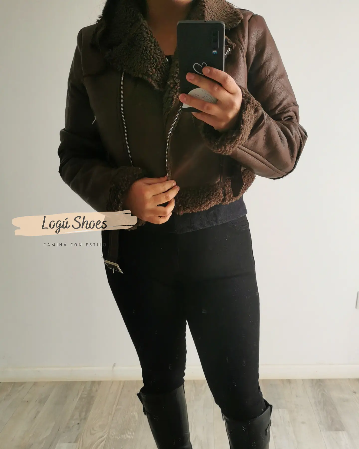 Chaqueta de mujer Aviadora Eco cuero Café 3