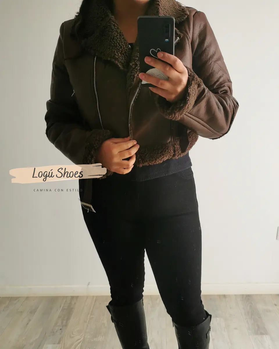 Chaqueta de mujer Aviadora Eco cuero Café 3