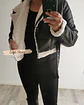 Chaqueta de mujer Aviadora Eco cuero Negra con Blanco - Miniatura 3