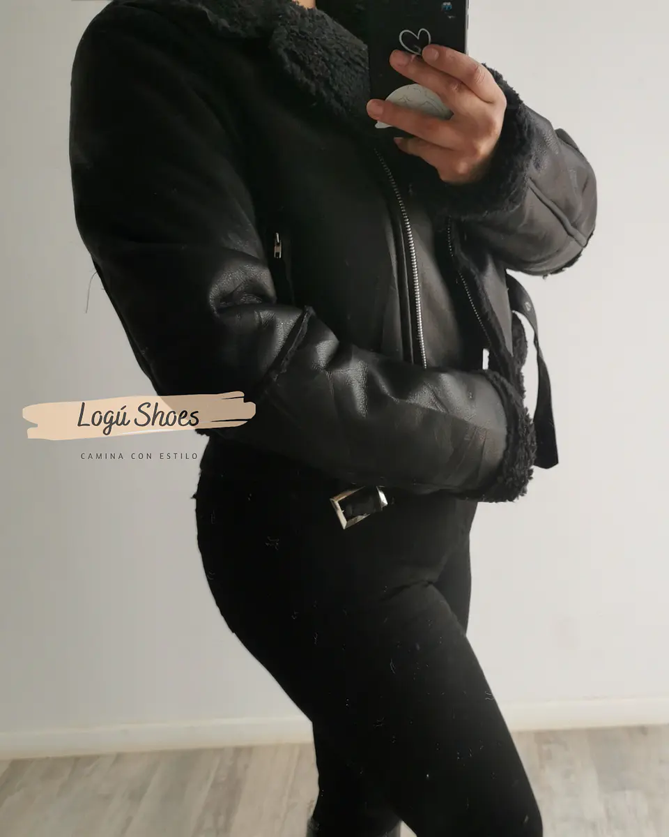 Chaqueta de mujer Aviadora Eco cuero Negra 1