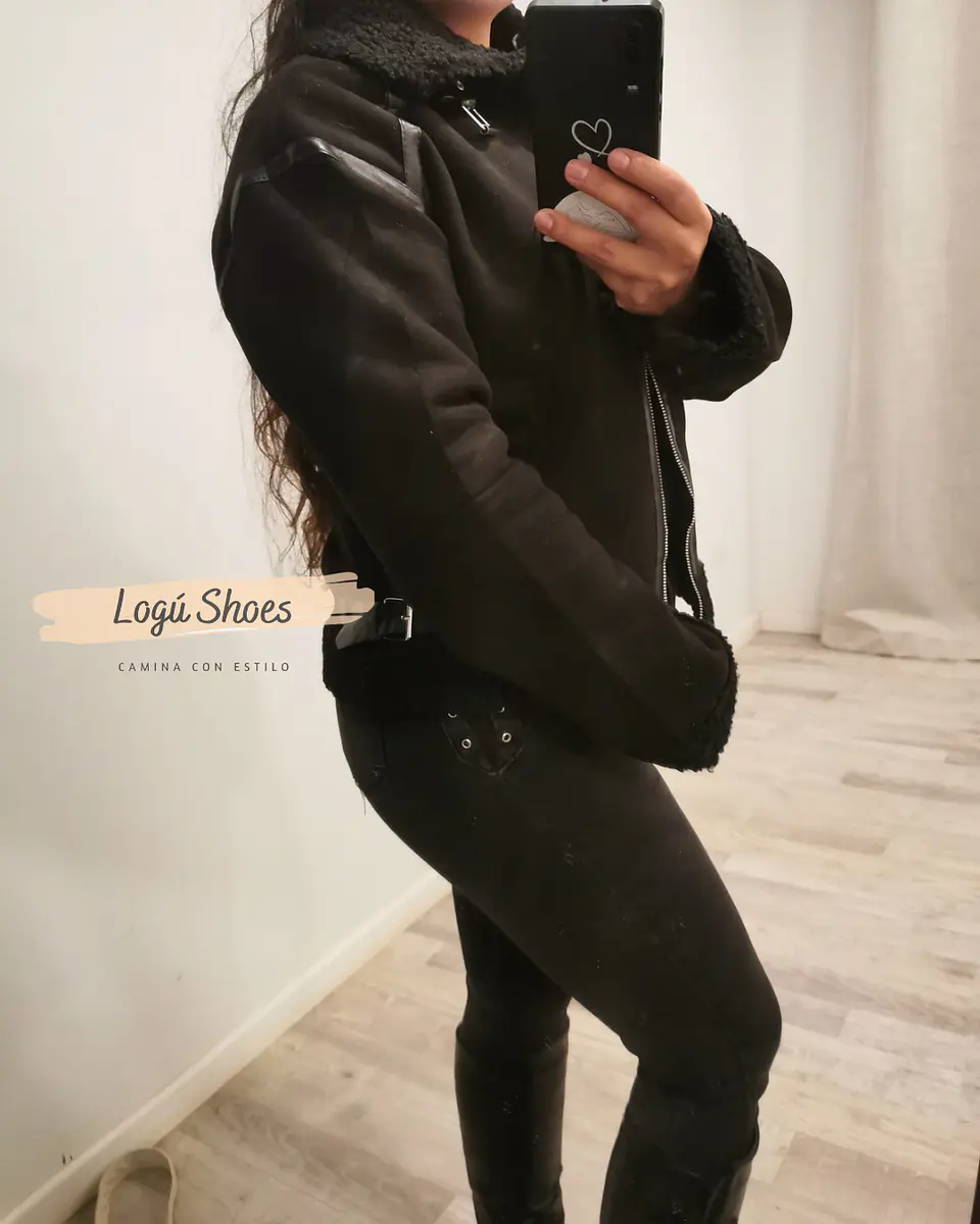 Chaqueta de mujer Aviadora Gamuza Negra 1