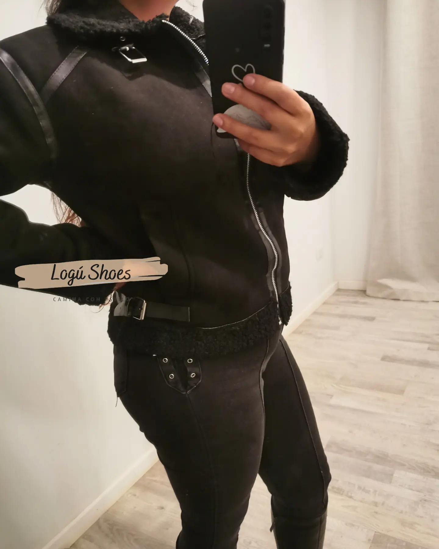 Chaqueta de mujer Aviadora Gamuza Negra 2