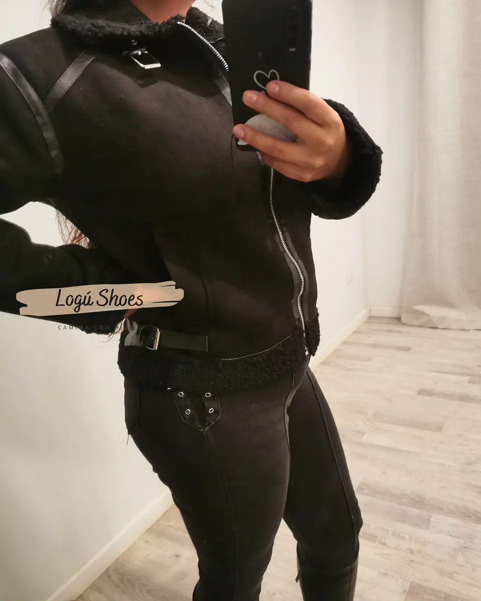 Chaqueta de mujer Aviadora Gamuza Negra 2