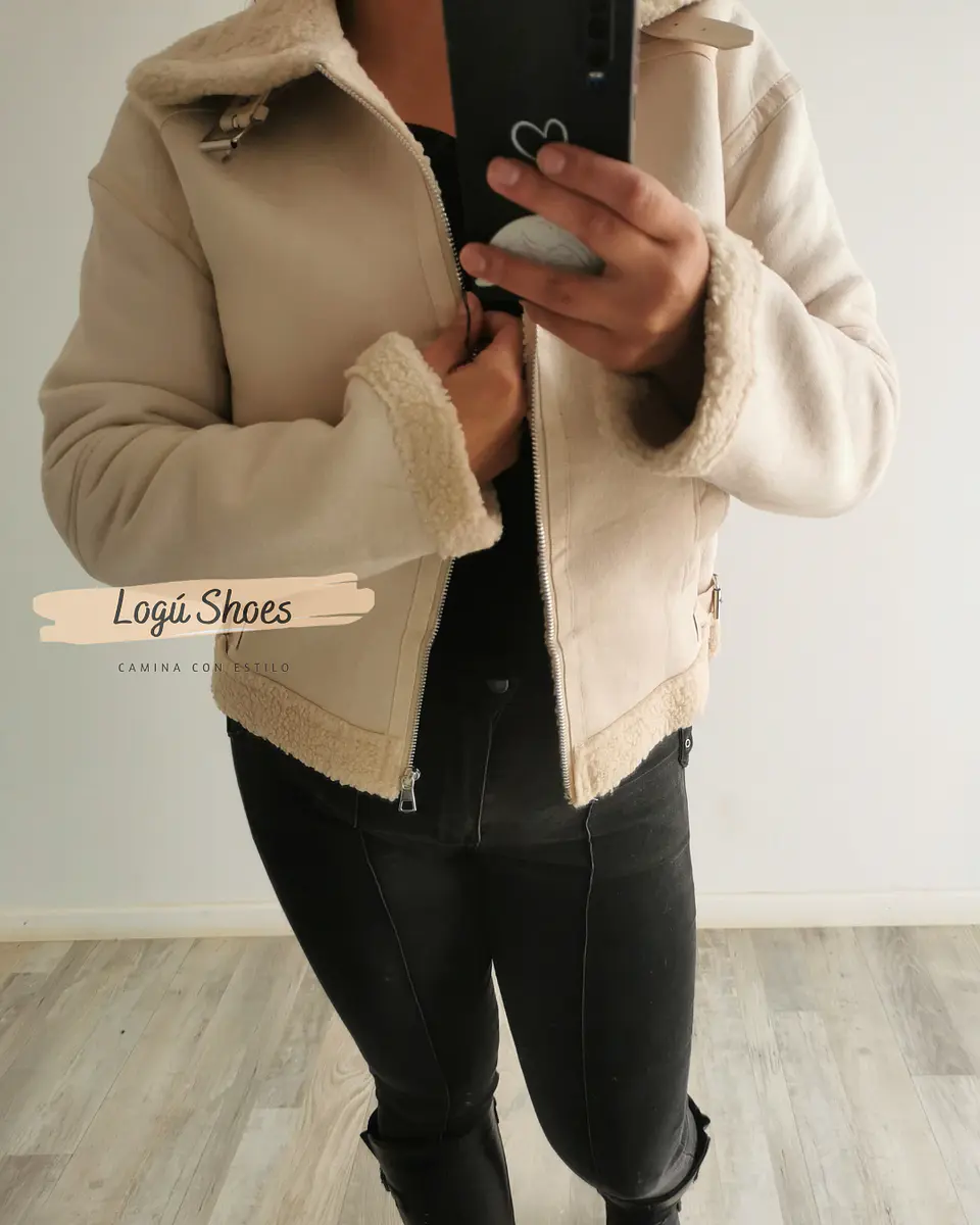 Chaqueta de mujer Aviadora Gamuza Beige 4