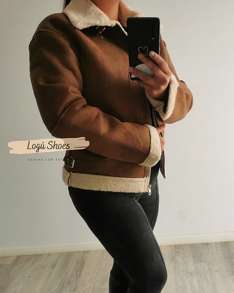 Chaqueta de mujer Aviadora Gamuza Café
