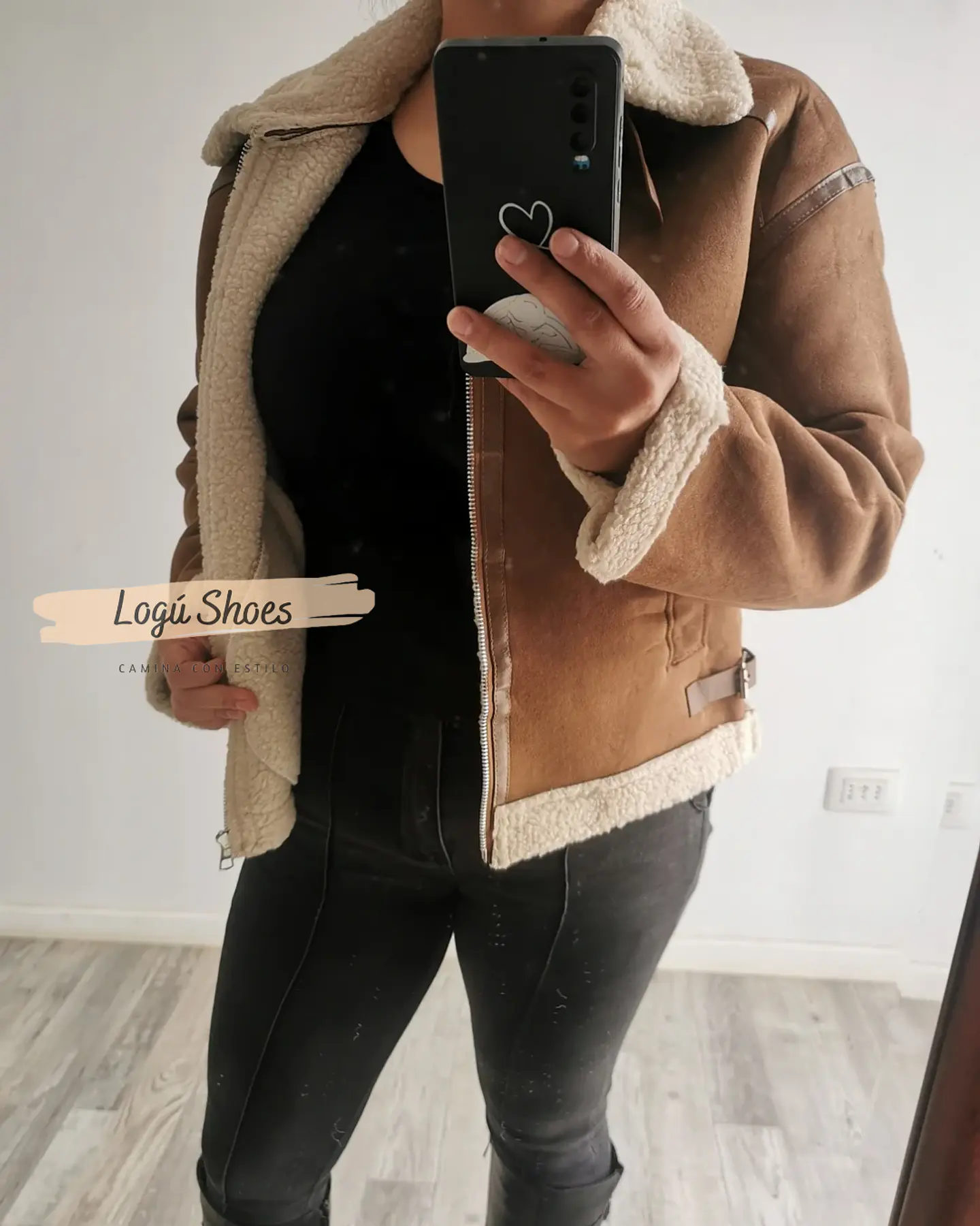 Chaqueta de mujer Aviadora Gamuza Café 2