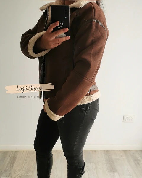 Chaqueta de mujer Aviadora Gamuza Chocolate